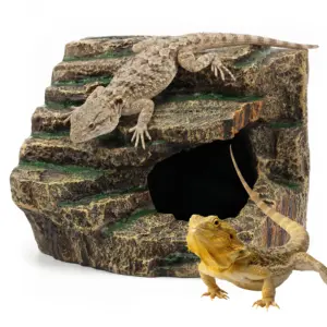 Caverne en résine avec plateforme pour terrarium