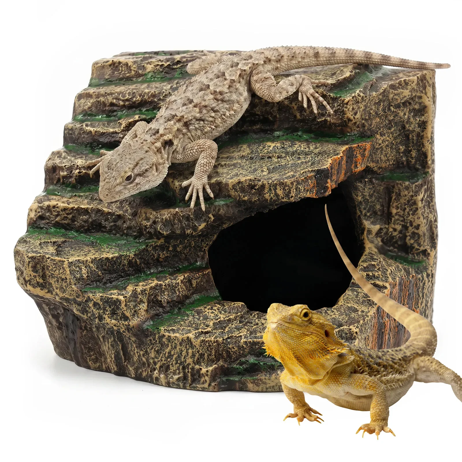 Caverne en résine avec plateforme pour terrarium