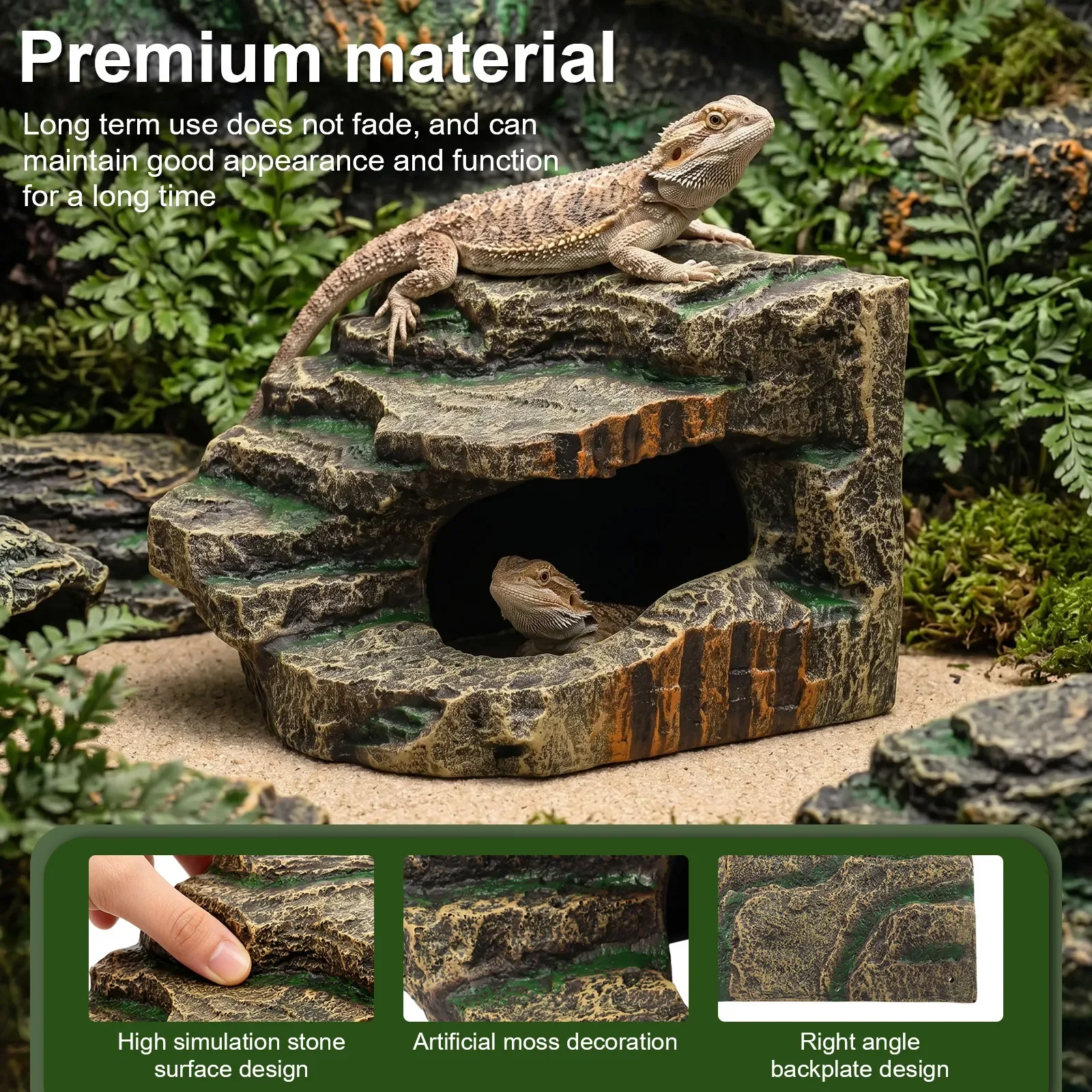 Caverne en résine avec plateforme pour terrarium – Image 3